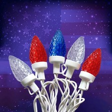 Red White and Blue Lights 25Ft C7 LED Patriotic String Light 25 LED Bulb 4th ...
