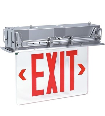 Qllite LED Exit Sign LED Edge-Lit Exit Sign Emergency Light w/Battery