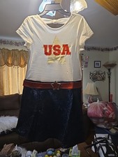 Patriotic Girls Sleeveless Dress Cute Back NWT 4th Of July Memorial Day Sz 6