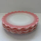 Hazel Atlas Ripple Crinoline Pink 9”  Plates Set Of 5 Vintage MCM