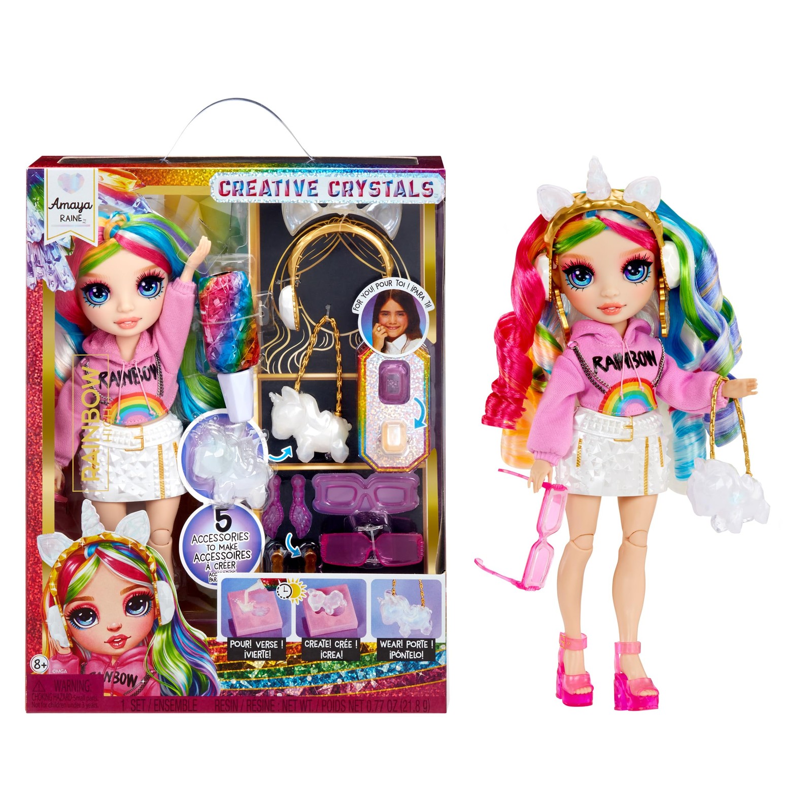 Rainbow High Creative Crystals Amaya - Regenbogenfarbene 28 Modepuppe mit Mak 9790₽