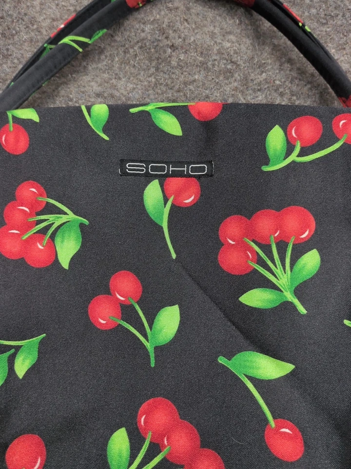 SOHO Cosmetic Travel Bag Wild Cherry Print Side Pocket And 2 Zippered Sections - Image 2 of 4