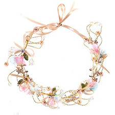 Handmade Bridal Flower Garland Bow Headband Bridesmaid Crown Hair Wreath Halo Ad