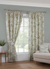Cleo Leaf & Floral Design Pencil Pleat Curtains Multicolours