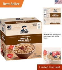 Nutritious Maple & Brown Sugar Instant Oatmeal - 48 Packets of Fiber Goodness