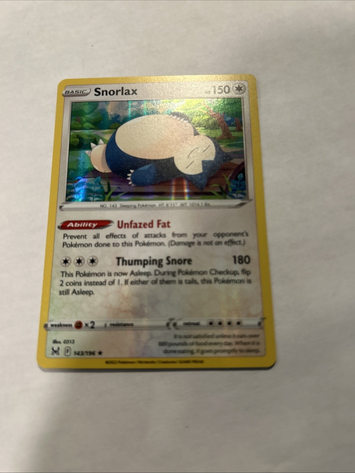 Snorlax 143/196 Swsh11: Lost Origin Holo NM