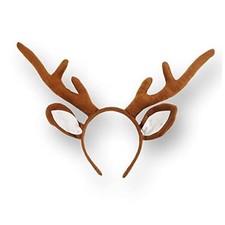 Reindeer Antlers Headband with Ears, Brown, One Size for Adults and Children,