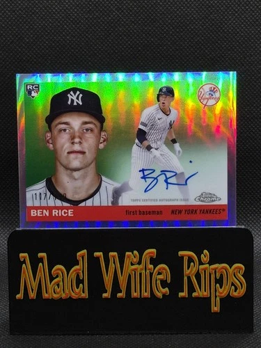 2025 Topps Chrome Platinum Refractor Auto Ben Rice RC 117 /199 #CPA-BR Yankees!!