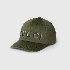 NWT Gucci Green Logo Wool Baseball Cap Hat Size M Retail 675