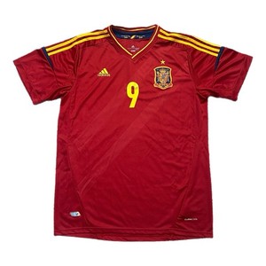 Spain Adidas Torres #9 Jersey Sz L 2010 2012 Home World Cup Soccer Red