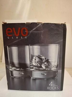 EVO GLASS  4 -10 oz. ROCKS  DURABLE QUALITY DISHWASHER SAFE 14 oz. HEAVY TUMBLER