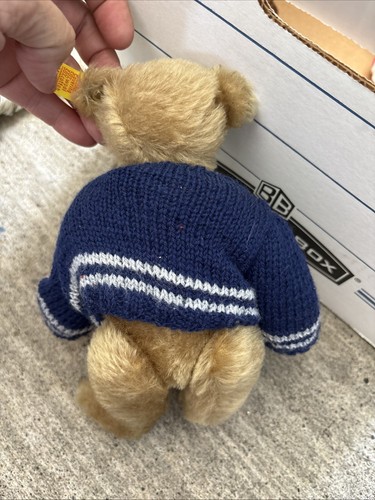 Steiff Jointed Teddy Bear 0155/26 With Navy Blue Sweater 9” With Tag - Picture 5 of 5