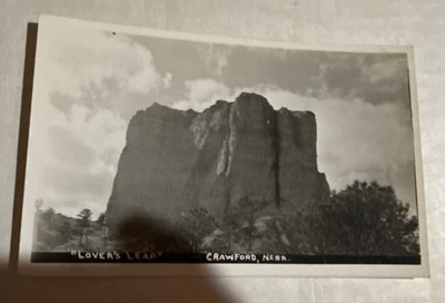 Nebraska NE real photo postcard RPPC Crawford, Lover's Leap cliff Unposted