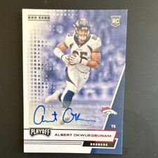 Panini Playoff 2020 Rookie Auto Albert Okwuegbunam Red Zone #271 Broncos