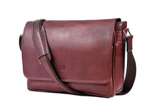 16" Crossbody Bag Leather Laptop Messenger Bag For Men with trolley sleeve fo...