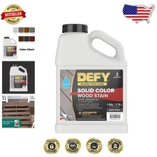 Defy Solid Stain Dark Cocoa 1 Gallon - Long-Lasting Wood Fence & Deck Paint