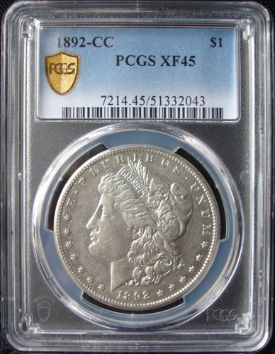 1892-CC Morgan Silver Dollar - PCGS XF 45 - Gold Shield
