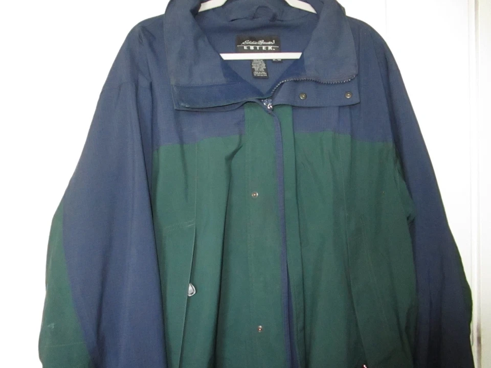 Eddie Bauer Ebtek GORE-TEX Men's Jacket Hooded Full Zip Blue Green Size XL Tall - Image 2 of 4