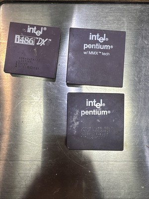 Intel i486 DX-33 Mhz SX729 Intel Pentium 1 And Intel w/ MMX Tech Processors