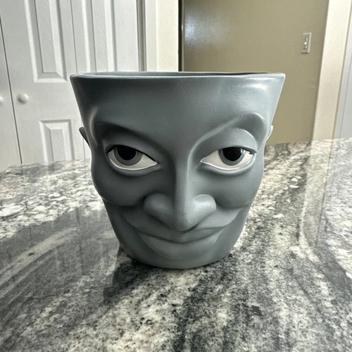 GUGUGO Abstract Gray Head Planter, Unique Face Plant Pot with Drainage, Cute