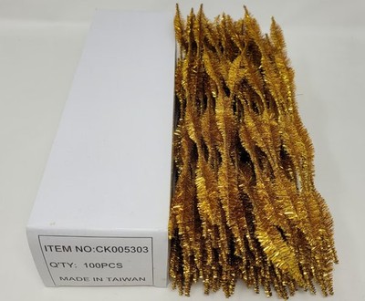 Box 100 Gold Christmas Wired Tinsel Bumpy Chenille Stems Craft Pipe Cleaners 12''