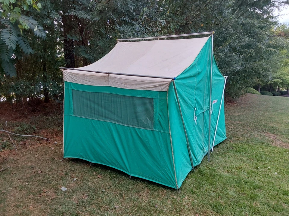 Barraca de lona vintage Coleman American Heritage da década de 1970 9x7. Zíperes sem danos - Imagem 3 de 4