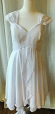 Classic White Cocktail Dress, Empire Waist, A-lineSize Large (12-14)