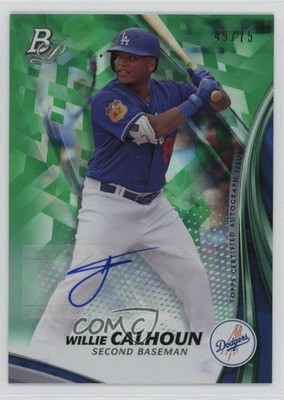 2017 Bowman Platinum Top Prospects Green 49/75 Willie Calhoun #TPA-WC Auto 2f9