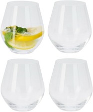 Crystal Glasses Set of 4 - 400ml Luxury Drinking Tumblers, Dishwasher Safe