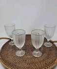 Vtg Shell By Anchor Hocking Frosted Glass Goblets 8 oz Set of 4 Pressed Coastal