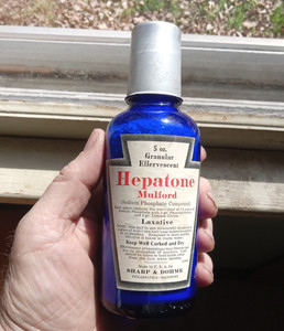 COBALT MULFORD HEPATONE LAXATIVE UNOPENED BOTTLE WITH LABEL & DOSE MEASURE CUP