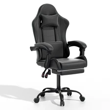 Ergonomic Coumputer Gaming Chair Office Swivel Recliner Seat w/ Footrest Black