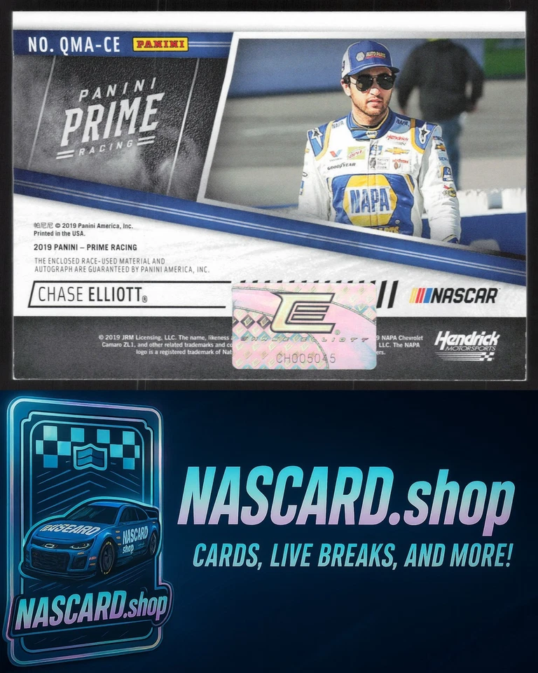 2018 Panini Prime #QMA-CE Chase Elliott Quad Materials Autographs #09/25 - Image 2 of 2