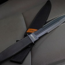 11.5"MTech USA Fixed Blade  Full Tang Knife w/Rubber Handle & Nylon Sheath