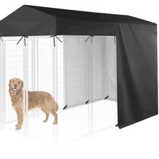 Outdoor Half Coverage Heavy Duty Waterproof Kennel Cover 8'Dx4'Wx6'H 600D Black
