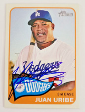 JUAN URIBE Signed 2014 Topps Heritage #287 Los Angeles Dodgers Card AUTO