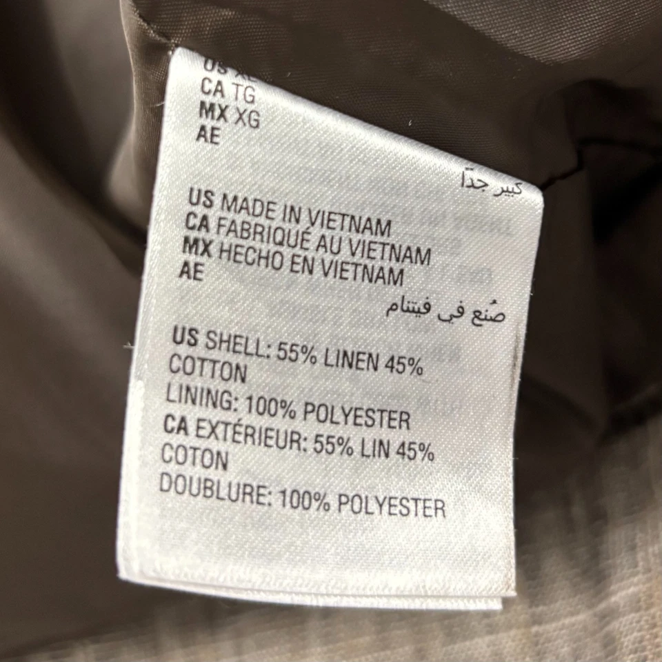 Men's XL 48 Tasso Elba Island Collection Brown Linen Cotton Bomber Jacket - Image 4 of 4