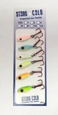 T-Rex ICE JIG  Super Glow Slab Spoon Treble 1/8 Lethal Walleye  JIg Stone Cold