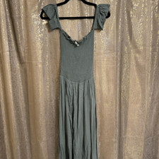 Young, Fabulous & Broke Olive Green Smocked Faux Wrap Maxi Dress Small