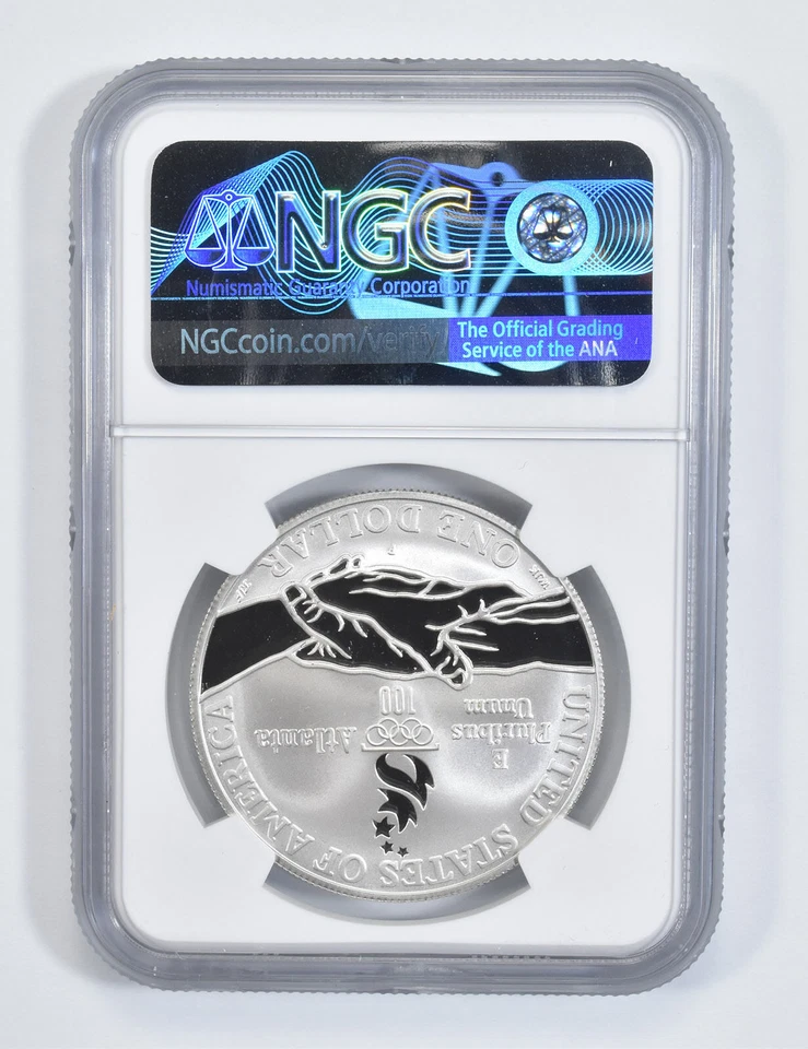 1995 P Cycling Olympic Games Commemorative Proof Silver Dollar NGC PF70 - Image 2 of 4