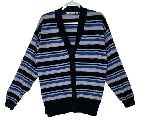 Vintage 70s JC Penney The Fox Sweater Navy Blue Button Up Cardigan
