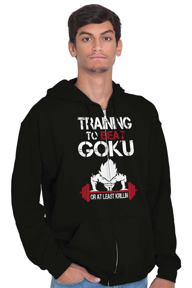 Anime Gimnasio Entrenamiento Entrenamiento para Vencer a Krilin Hombres Cremallera Sudadera con Capucha Sudadera con Capucha Foto 3 de 4