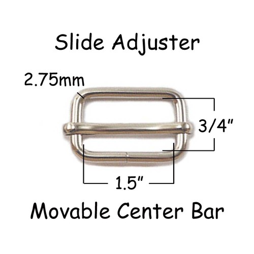 Metal Slide Triglide Purse Strap Adjuster Buckle - Movable Bar - Pick Size & Qty - Picture 3 of 3