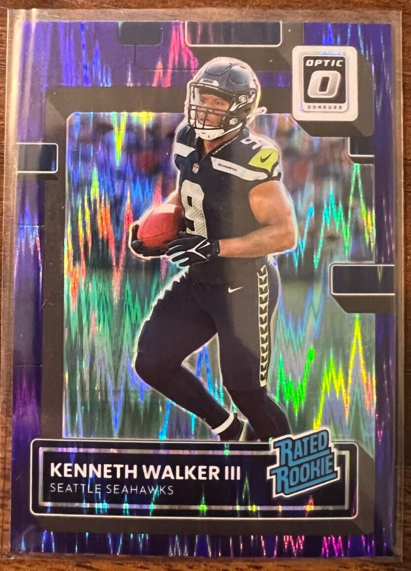 2022 Donruss Optic Kenneth Walker III Purple Shock Prizm Rated Rookie RC #218
