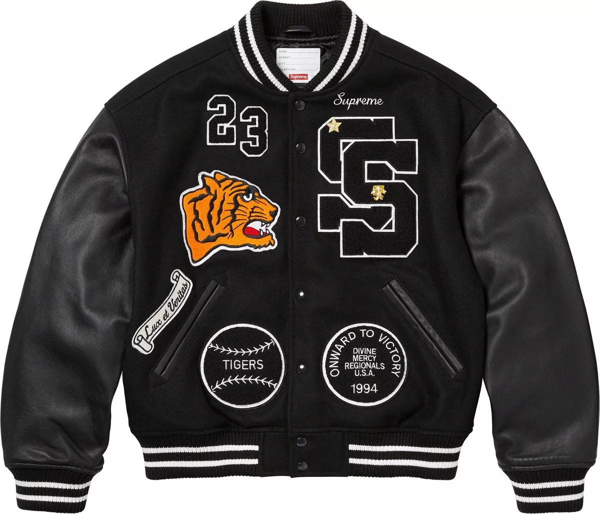 Supreme Tiger Varsity Jacket 2023 Black Brown Orange 3colors Size S-XXL New