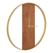 Kate and Laurel Wall Clock 1.25"x24"x24" Walnut Brown Analog Decorative Indoor