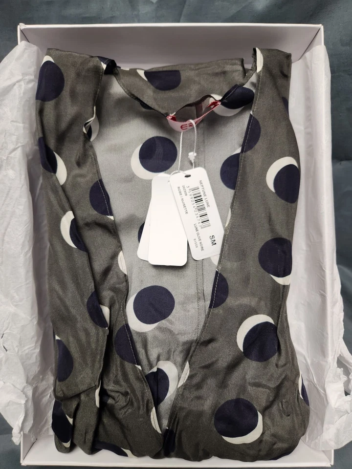 Eres 女式 Neptune Moon 印花丝绸连衣裙橄榄色 S 码全新带标签! — 第 4/4 张图片