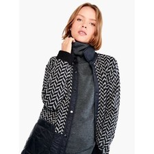 Nwt Nic+zoe Quilted Mix Media Coat Size Small Knit Black Patch Pocket