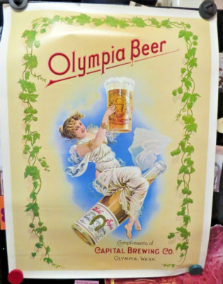 Olympia Beer Compliments Of Capital Brewing Goddess Pinup Poster 18''x29''