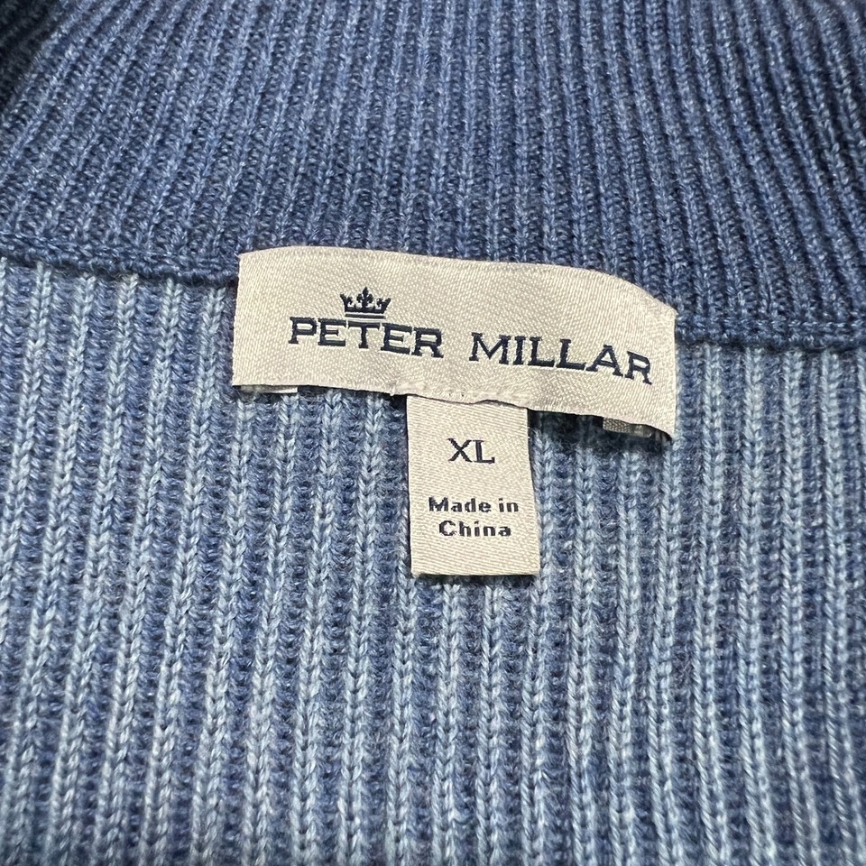 Peter Millar Quarter Zip Pullover Sweater XL Mens Blue Long Sleeve Golf